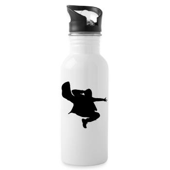 B-Boy Silhouette – Breakdance Jump Kick - Water bottle with straw - white - Right