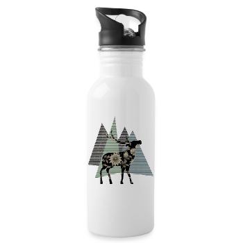 Hirsch - Trinkflasche mit integriertem Trinkhalm - Weiß - Rechts