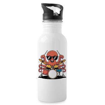 Drummer Octopus Band Groove - Water bottle with straw - white - Right