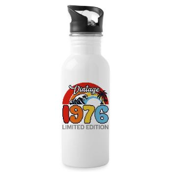 Vintage 1976 Limited Edition - Trinkflasche mit integriertem Trinkhalm - Weiß - Rechts