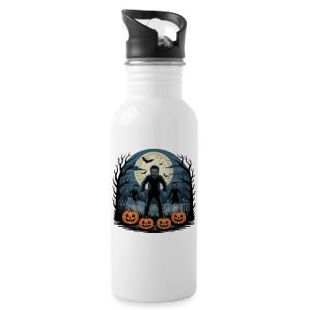 Zombie Halloween - Trinkflasche mit integriertem Trinkhalm - Weiß - Rechts
