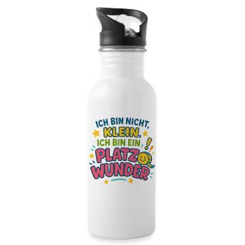 Ich bin ein Platzwunder Spruch - Trinkflasche mit integriertem Trinkhalm - Weiß - Rechts