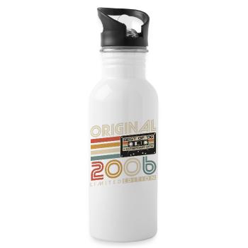 Original_2006_Jahrgang_Retro_Geburtstag_Geschenk - Trinkflasche mit integriertem Trinkhalm - Weiß - Rechts