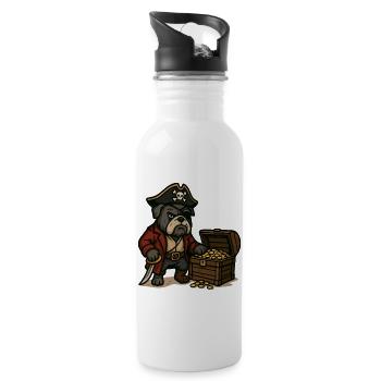 Pirate Bulldog Mascot Treasure Hunter Design - Water bottle with straw - white - Right