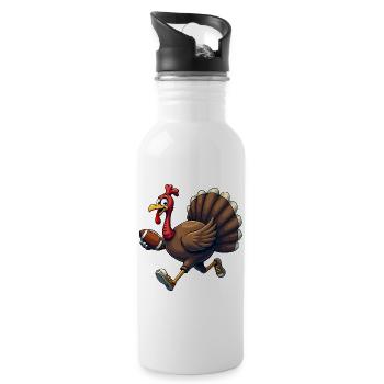 Thanksgiving Football Turkey - Water bottle with straw - white - Right