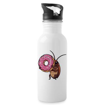 Cute Cockroach Donut Cartoon Lover - Water bottle with straw - white - Right