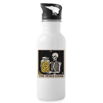 Die Gurkenliebhaber-Tarotkarte Lustige Gurke - Trinkflasche mit integriertem Trinkhalm - Weiß - Rechts