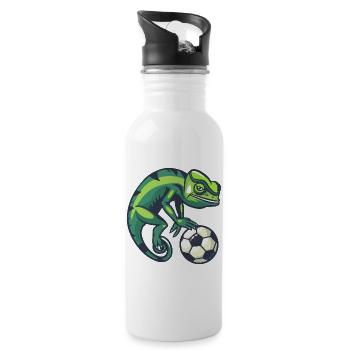 Gecko avec ballon de football - Gourde avec paille intégrée - blanc - Droite