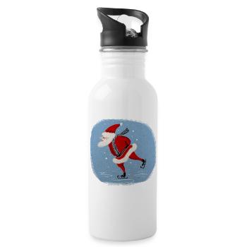 Weihnachtsmann auf Kufen - Trinkflasche mit integriertem Trinkhalm - Weiß - Rechts