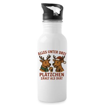 Alles unter drei Plätzchen zählt als Diät - Shirt - Trinkflasche mit integriertem Trinkhalm - Weiß - Rechts