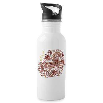 Chinese Women's New Year in the Year of the Horse - Water bottle with straw - white - Right