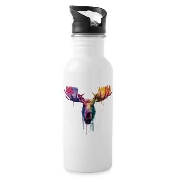Moose Moose Head - Water bottle with straw - white - Right
