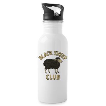 Black Sheep Club Emblem - Trinkflasche mit integriertem Trinkhalm - Weiß - Rechts