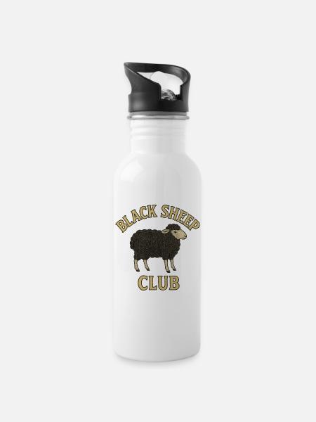 Black Sheep Club Emblem - Water bottle with straw - white