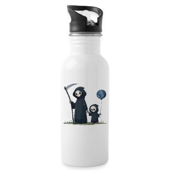 Süßer Grim Reaper mit Kind - Trinkflasche mit integriertem Trinkhalm - Weiß - Rechts