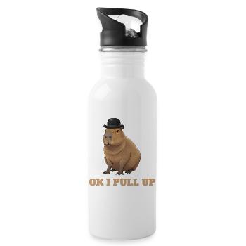 Ok je m’arrête - humour de mème capybara - Gourde avec paille intégrée - blanc - Droite