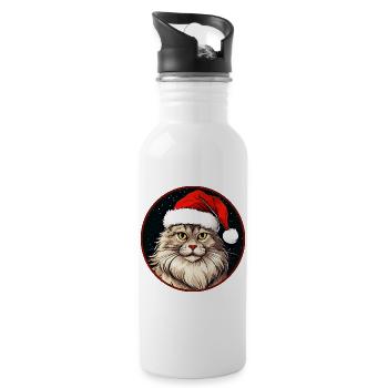Chats Noël - Gourde avec paille intégrée - blanc - Droite
