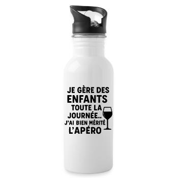 I manage children all day, Christmas gift - Water bottle with straw - white - Right