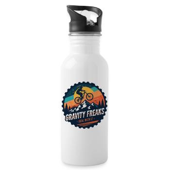 Gravity Freaks MTB Sunset Badge - Water bottle with straw - white - Right
