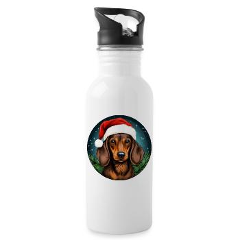 Dachshund Christmas - Water bottle with straw - white - Right