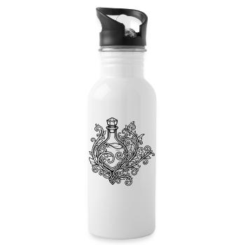 Elixir vial and flowers - Water bottle with straw - white - Right