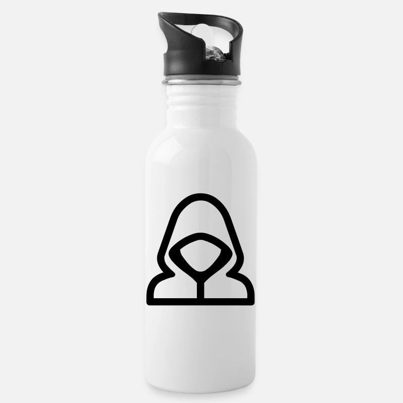 Hacker - Trinkflasche mit integriertem Trinkhalm - Weiß
