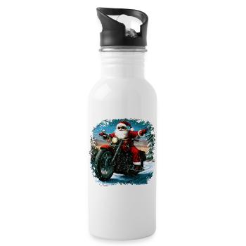 Motorcyclists Christmas - Water bottle with straw - white - Right