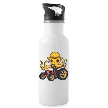 Oktopus Traktor Farmer - Trinkflasche mit integriertem Trinkhalm - Weiß - Rechts