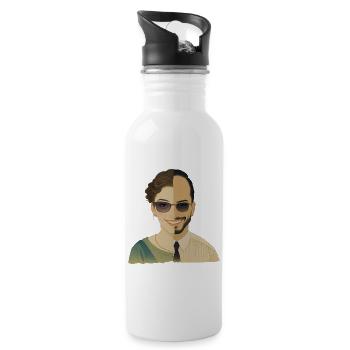 WIR SIND EINS – nette Menschen - Trinkflasche mit integriertem Trinkhalm - Weiß - Rechts