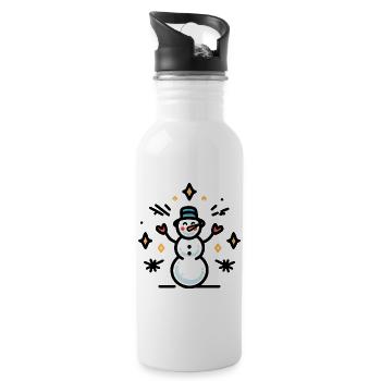 Snowman with glitter sparks - Water bottle with straw - white - Right