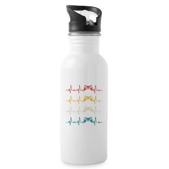 Console de jeu Retro Heartbeat Gamer Gaming - Water bottle with straw - white - Right