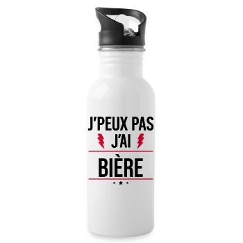 J’peux pas j’ai bière Humour Apéro - Gourde avec paille intégrée - blanc - Droite