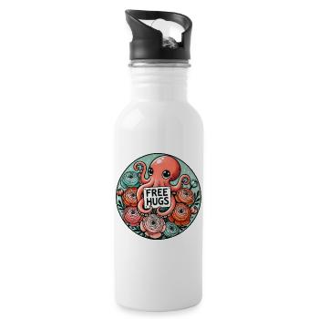 Oktopus-freie Umarmungsrunde Patch - Trinkflasche mit integriertem Trinkhalm - Weiß - Rechts