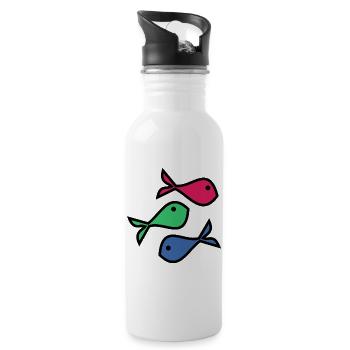 FISH. MEMORY. SARDINE. APRIL FOOL. SEA - Water bottle with straw - white - Right