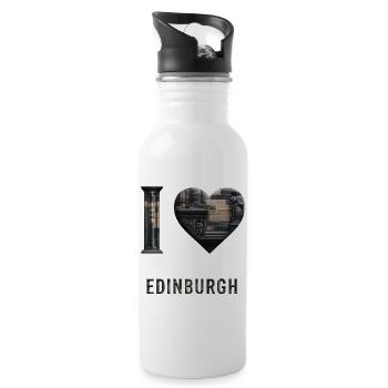 I Love Edinburgh – Stone City Architecture - Trinkflasche mit integriertem Trinkhalm - Weiß - Rechts