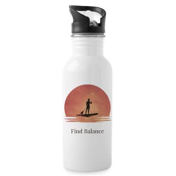 Sunset SUP – Tranquility on the water - Water bottle with straw - white - Right