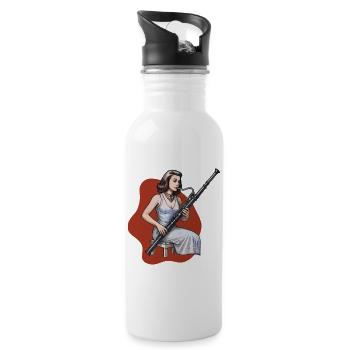 CLARINETIST #1 – Ton & Bild - Trinkflasche mit integriertem Trinkhalm - Weiß - Rechts