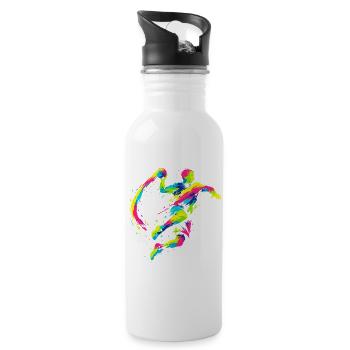 Handball Trainer Handballer Lustig Spruch - Trinkflasche mit integriertem Trinkhalm - Weiß - Rechts