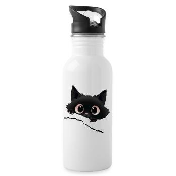 Le chaton noir de Kawaii pointe du regard - Gourde avec paille intégrée - blanc - Droite