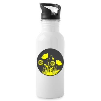 Fleurs jaunes en cercle - Gourde avec paille intégrée - blanc - Droite