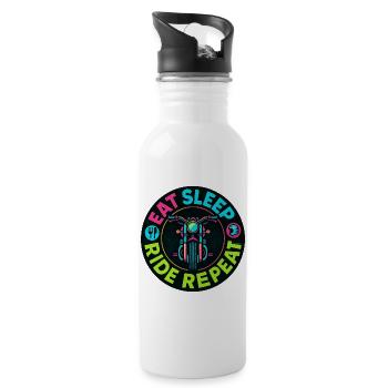 Eat Sleep Ride Repeat - Motorcycle - Biker - Water bottle with straw - white - Right