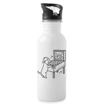 Pinball Pinball Dachshund Dog Kids - Water bottle with straw - white - Right