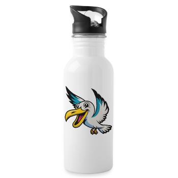 Merry Pelican Mascot - Water bottle with straw - white - Right