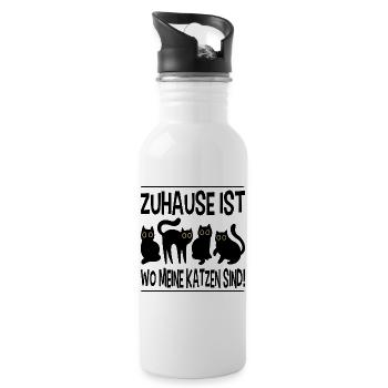 Katzen Katzenhalterin Katze Katzenmama Geschenk - Trinkflasche mit integriertem Trinkhalm - Weiß - Rechts