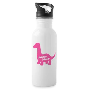 Nanasaur Pink Dinosaur Grandma Family - Water bottle with straw - white - Right