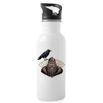 Viking Viking Legend Sailor Odin Raven Fighter - Water bottle with straw - white - Right