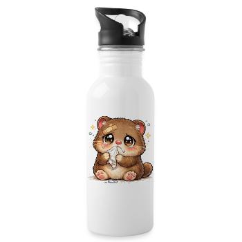 Consolation du ruban de larmes de chaton câlin - Gourde avec paille intégrée - blanc - Droite