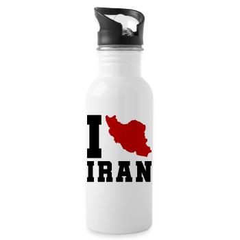I Love Iran - Trinkflasche mit integriertem Trinkhalm - Weiß - Rechts