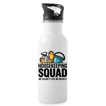 Funny Cleaning Design - Water bottle with straw - white - Right