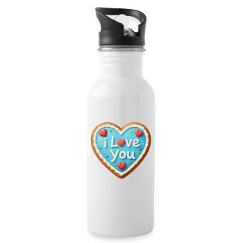 Valentine's Day Heart Gift Valentine's Day - Water bottle with straw - white - Right